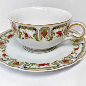 Haviland Limoges Teacup and Saucer , Mozart Chantoung Pattern , French Limoges , Antique Teacups Vintage