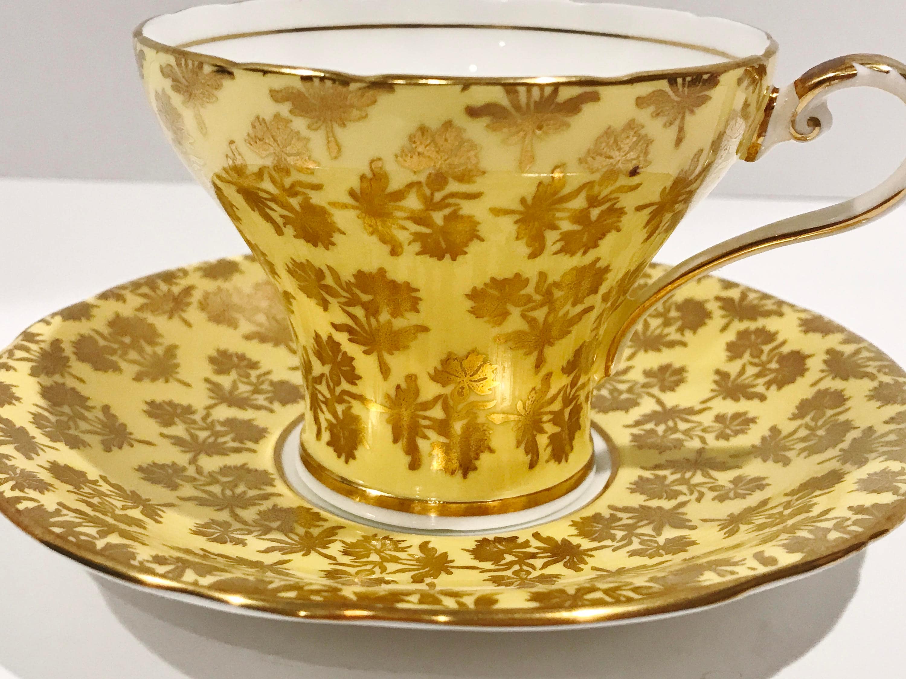 tea cup with wooden saucer
