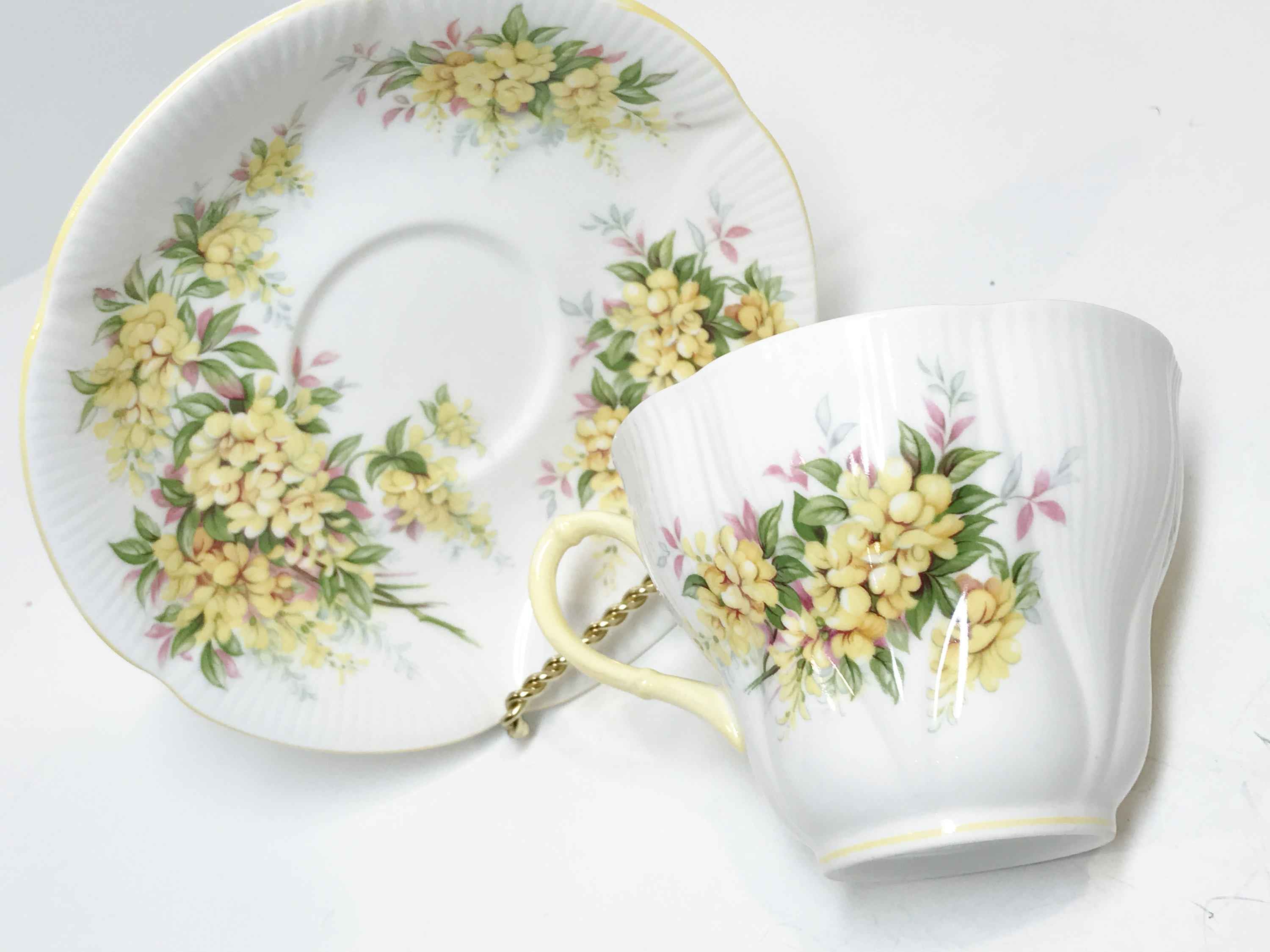 Royal Albert Tea Cup and Saucer, Blossom Time Series, Laburnum Pattern ...