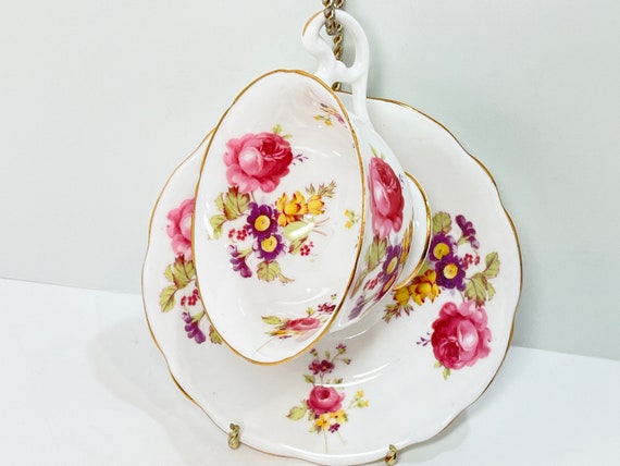 Heathcote Tea Cup and Saucer , S590 Pattern ,  Antique Teacups Vintage , English Tea Cups , Floral Tea Cups , Housewarming Gift for Her