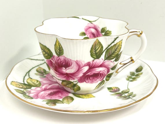 Shelley Teacup, Rambler Rose Pattern, Shelley China, Big Rose Teacup, Floral Teacup, Gift for Her, Anniversary Gift, Birthday Gift