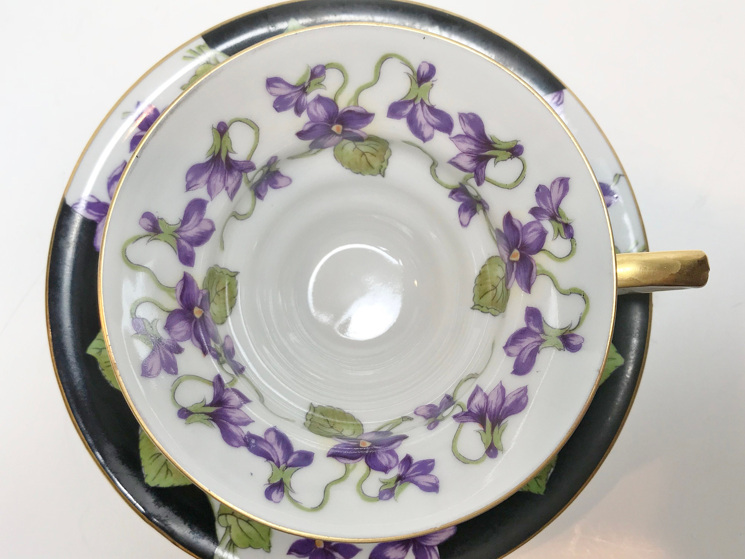 Mitterteich Bavaria Germany Tea Cup and Saucer, Purple Violet Cup