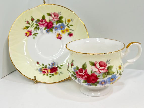 Crown Staffordshire Teacup and Saucer, Housewarming Gift, Gifts for Her, Friendship Gift, Anniversary Gift, Floral Teacup