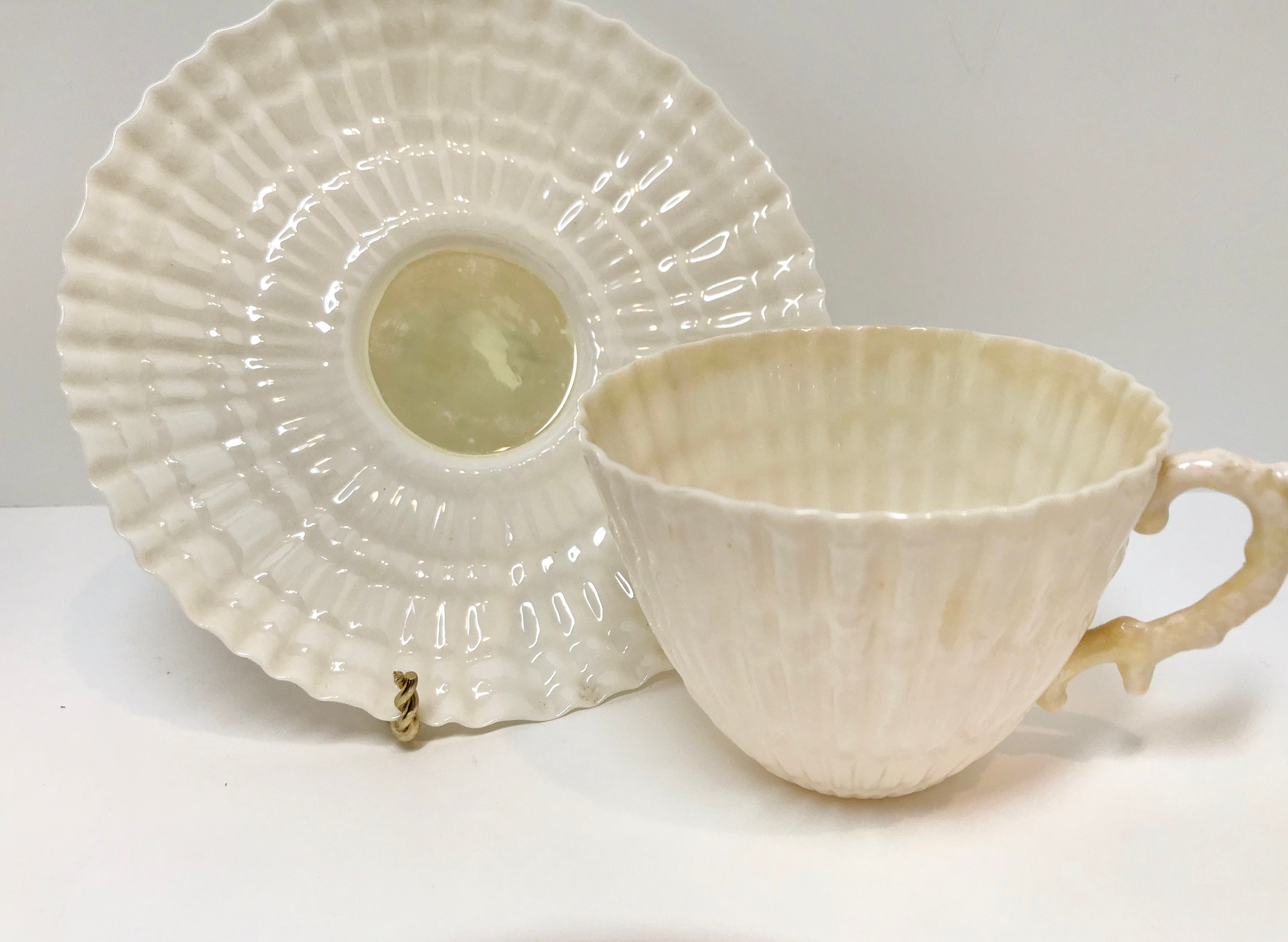 Belleek Living Ripple Tea Cup and Saucer Set of
