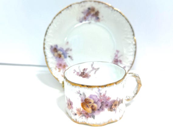 Monbijou Demitasse, Gift for Her, German Demitasse, Housewarming Gift, Birthday Gift, Gift for Friend, Anniversary Gift, Pansy Demitasse