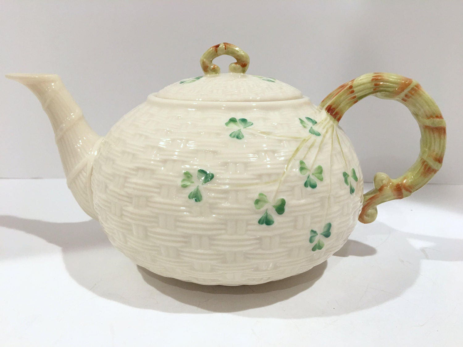 SOLD, Reserved for SR, Shamrock Belleek Teapot, 40 ounce Teapot, Irish