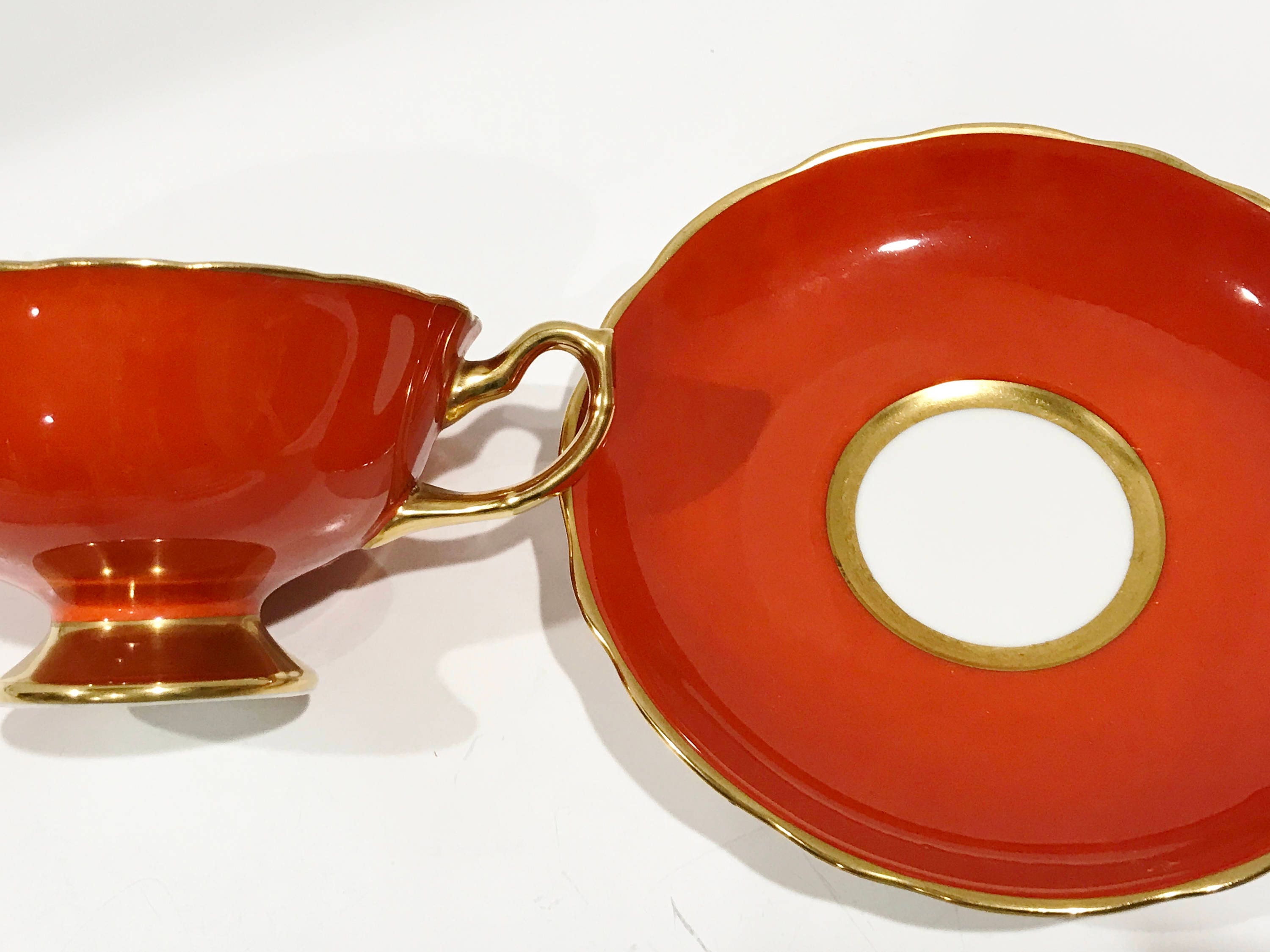 Reserved for L, Radiant Hammersley Tea Cup and Saucer, English Teacups, Orange Tea Cups, Antique