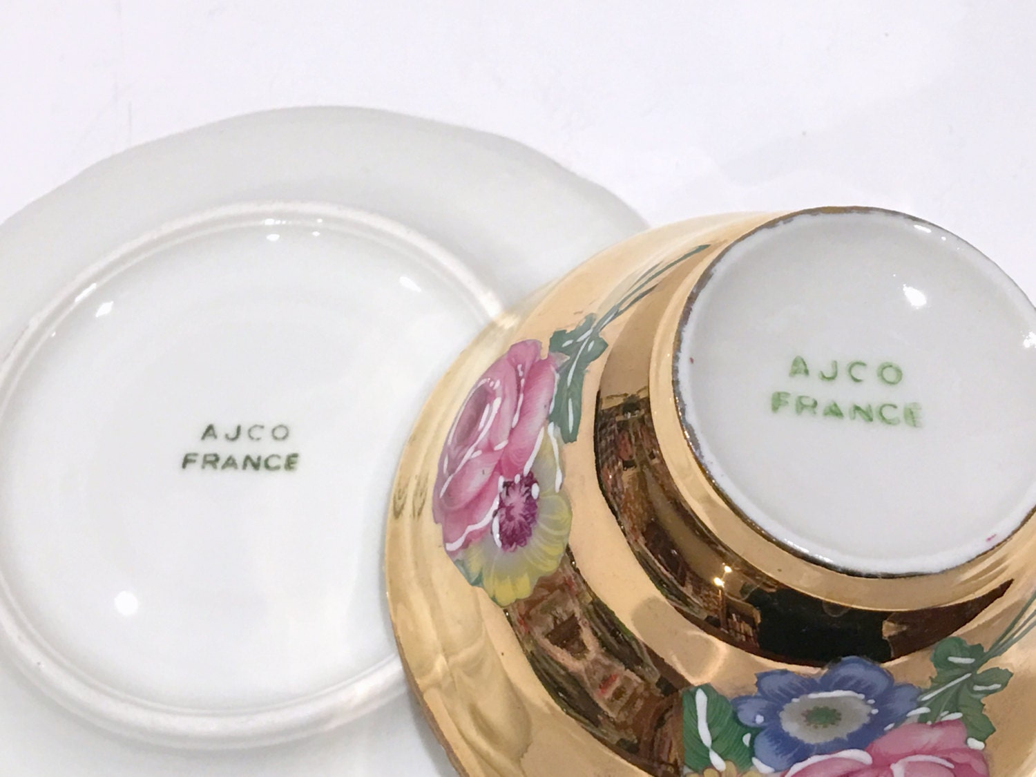 Reserved for JK, Gold French Tea Cup, AJ Co France Tea Cup, Antique Tea
