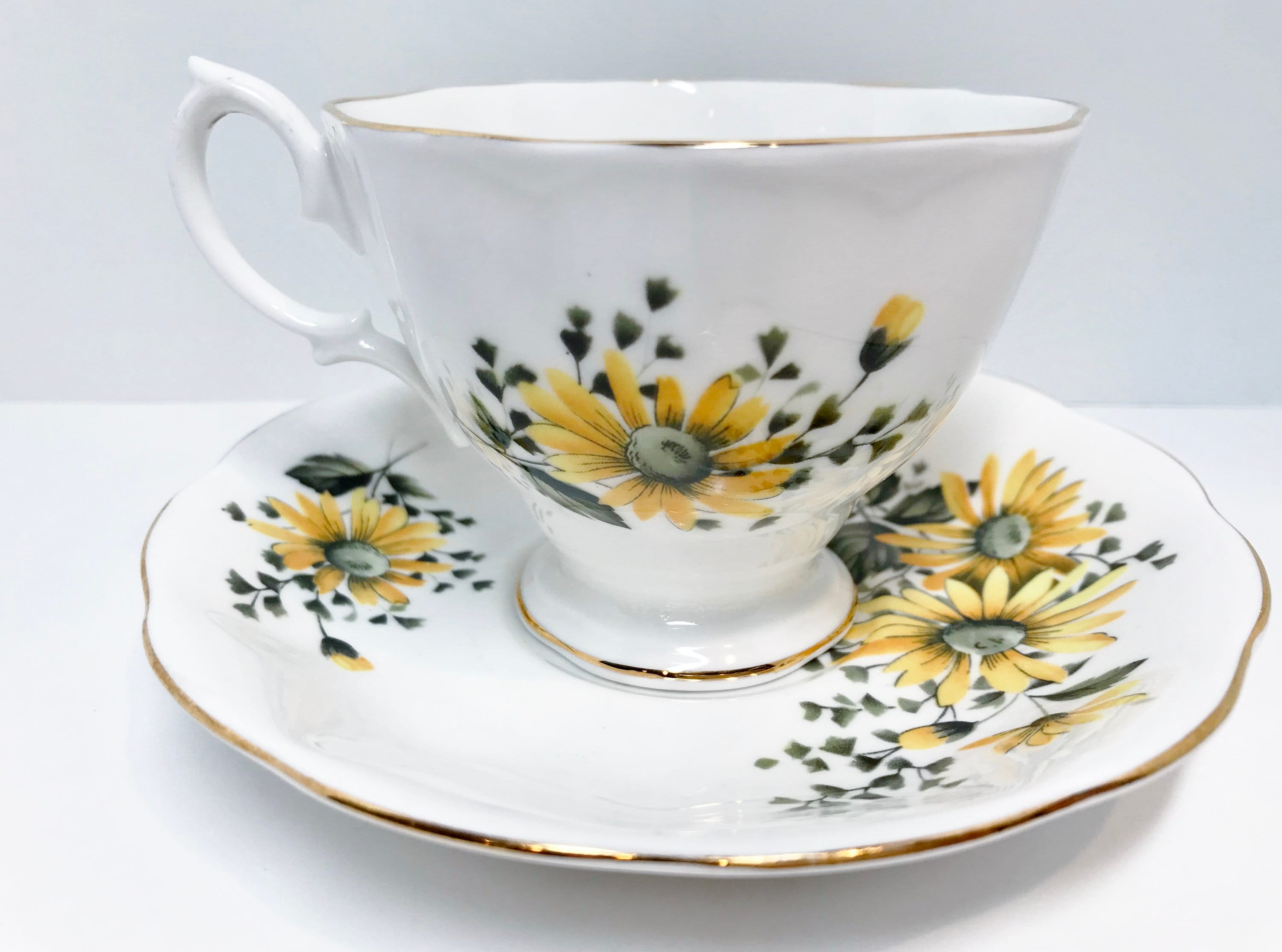 Yellow Daisies by Royal Albert , Tea Cup and Saucer , Vintage Tea Cup