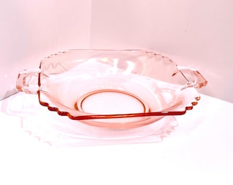 Pink Depression Glass , Serving Dish , Housewarming Gift , Gift for Her , Hostess Gift , Pink Glass , Gift for Friend , Birthday Gift