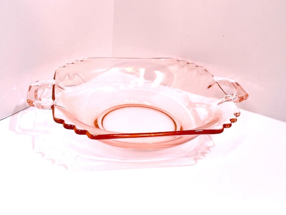 Pink Depression Glass , Serving Dish , Housewarming Gift , Gift for Her , Hostess Gift , Pink Glass , Gift for Friend , Birthday Gift