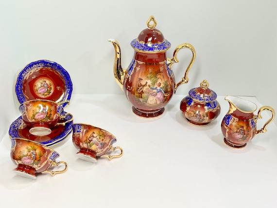 Engagement Gift for Fiancé Gift, Rosenthal Tea Set with Loving Couple Design Gift for Them, Gift for Her, Gift for Him, Tea for Two