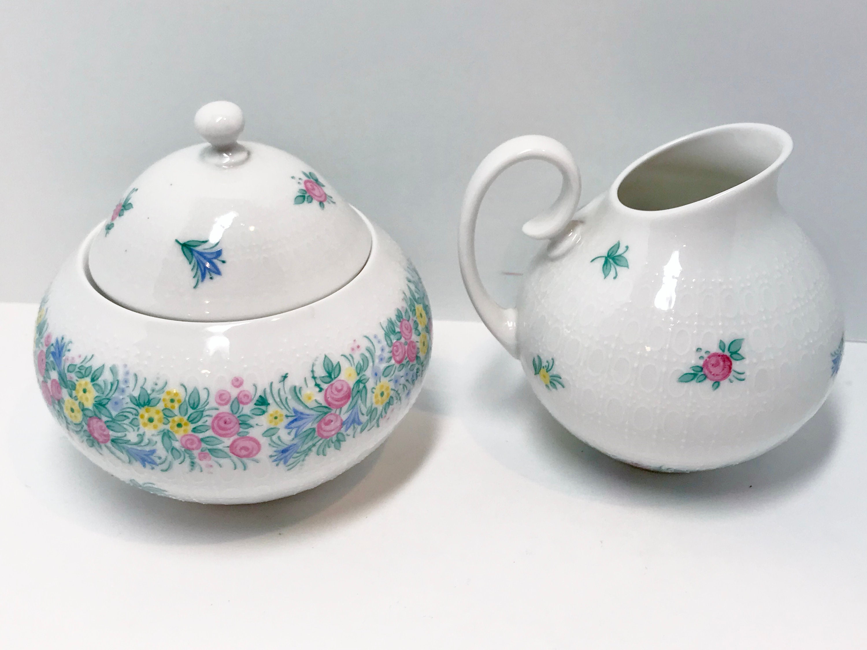 Rosenthal Sugar Bowl and Creamer, Garland Pattern, Romance Shape