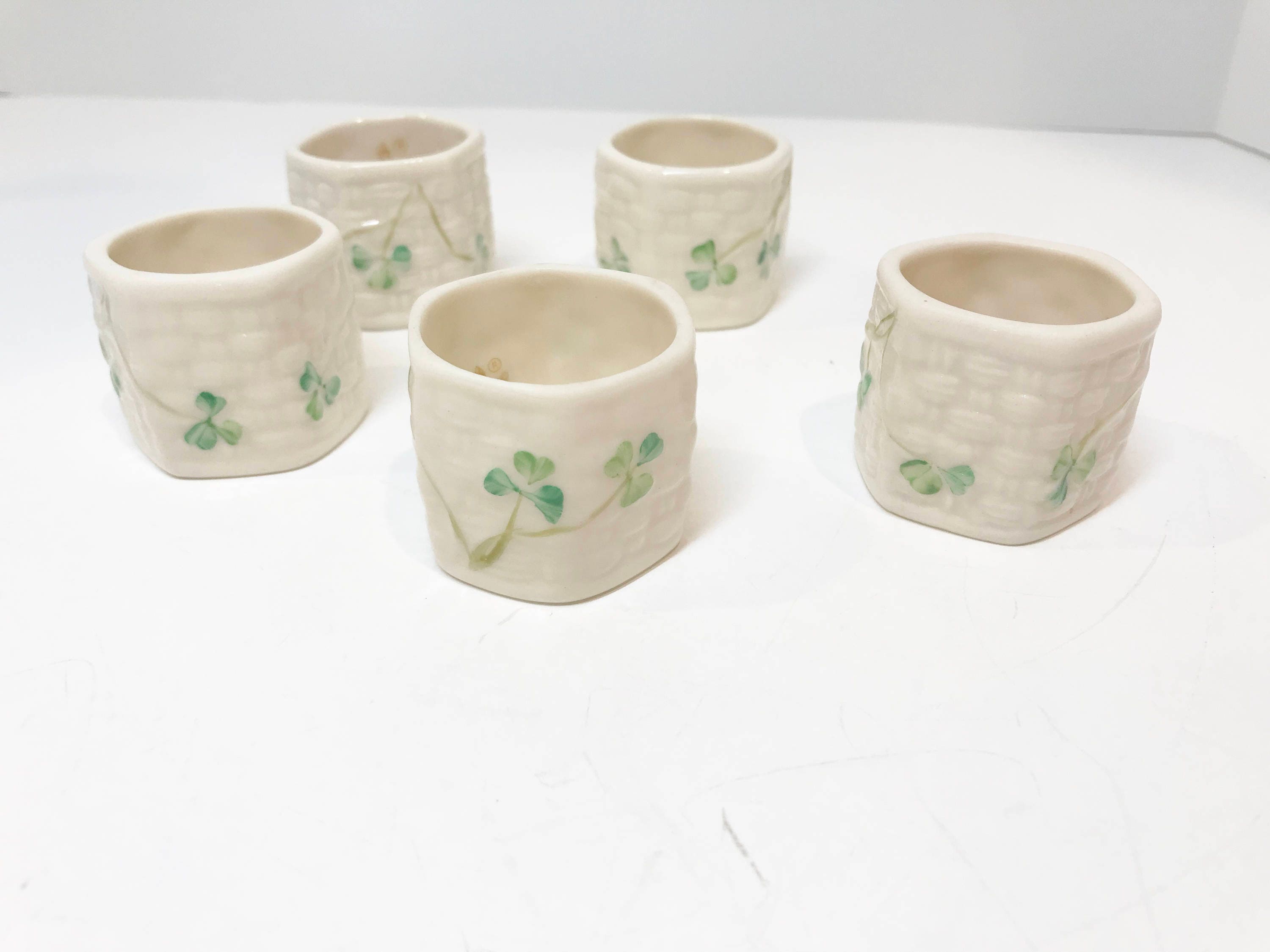 Reserved for SR, Belleek Napkin Rings, Irish Porcelain, Set of Five
