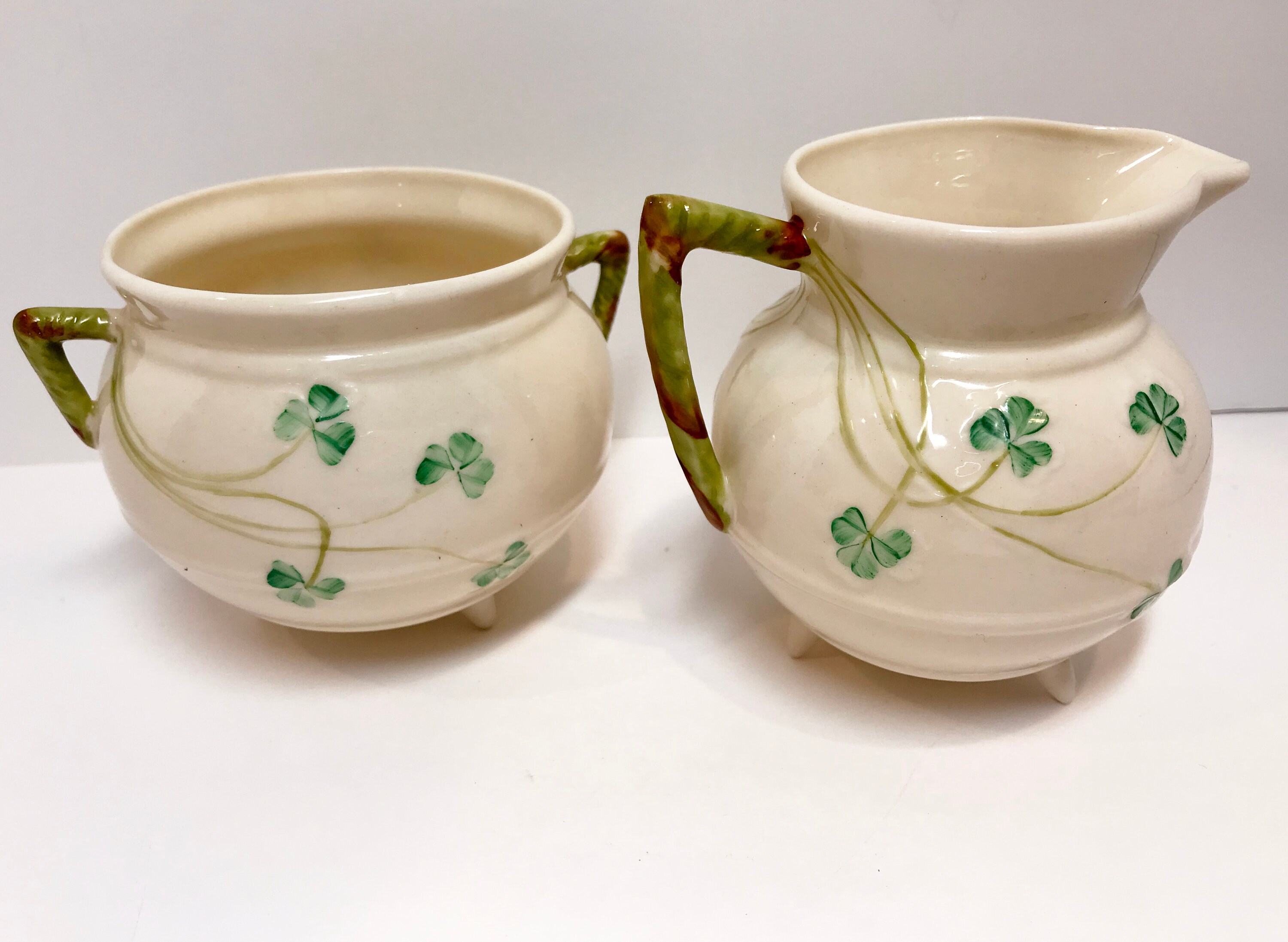Reserved for SR, Belleek Sugar Bowl and Creamer, Shamrock Ware Set