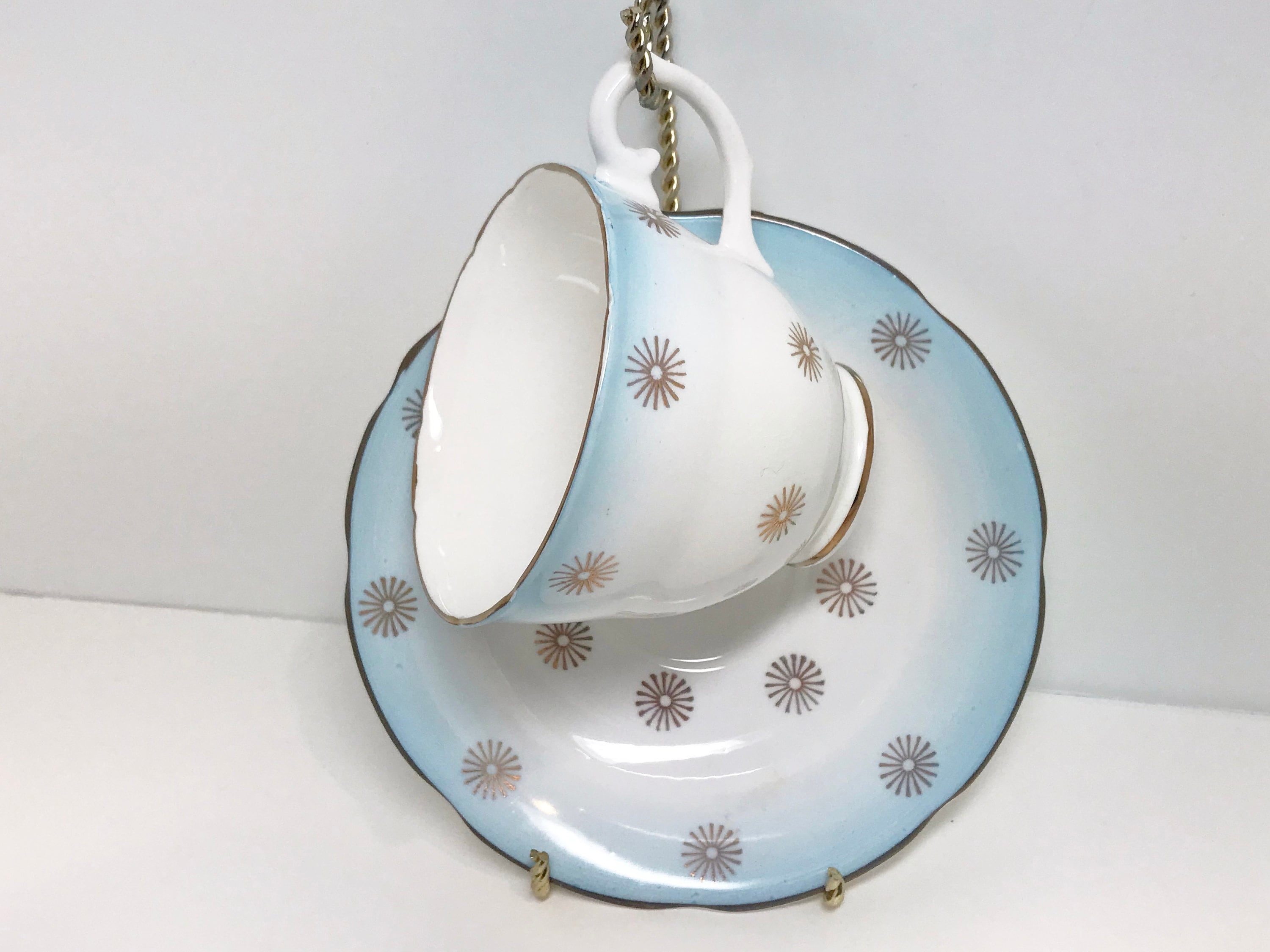 Atomic Tea Cup and Saucer, English Castle Tea Cups, Antique Teacups