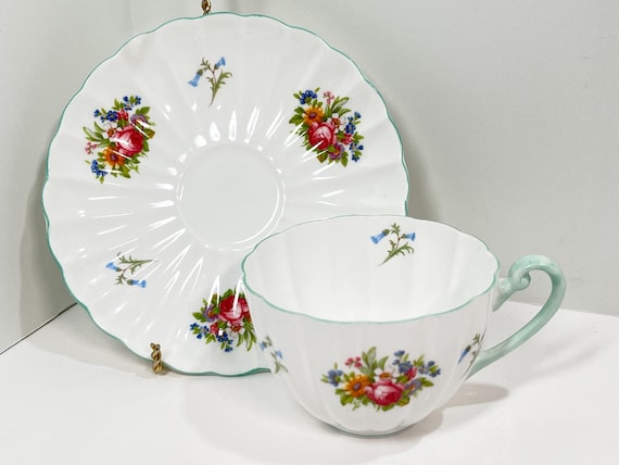 Floral Shelley Teacup and Saucer, Shelley China, Housewarming Gift for Her, Shelley Floral, Anniversary Gift, Housewarming Gift, Ludlow
