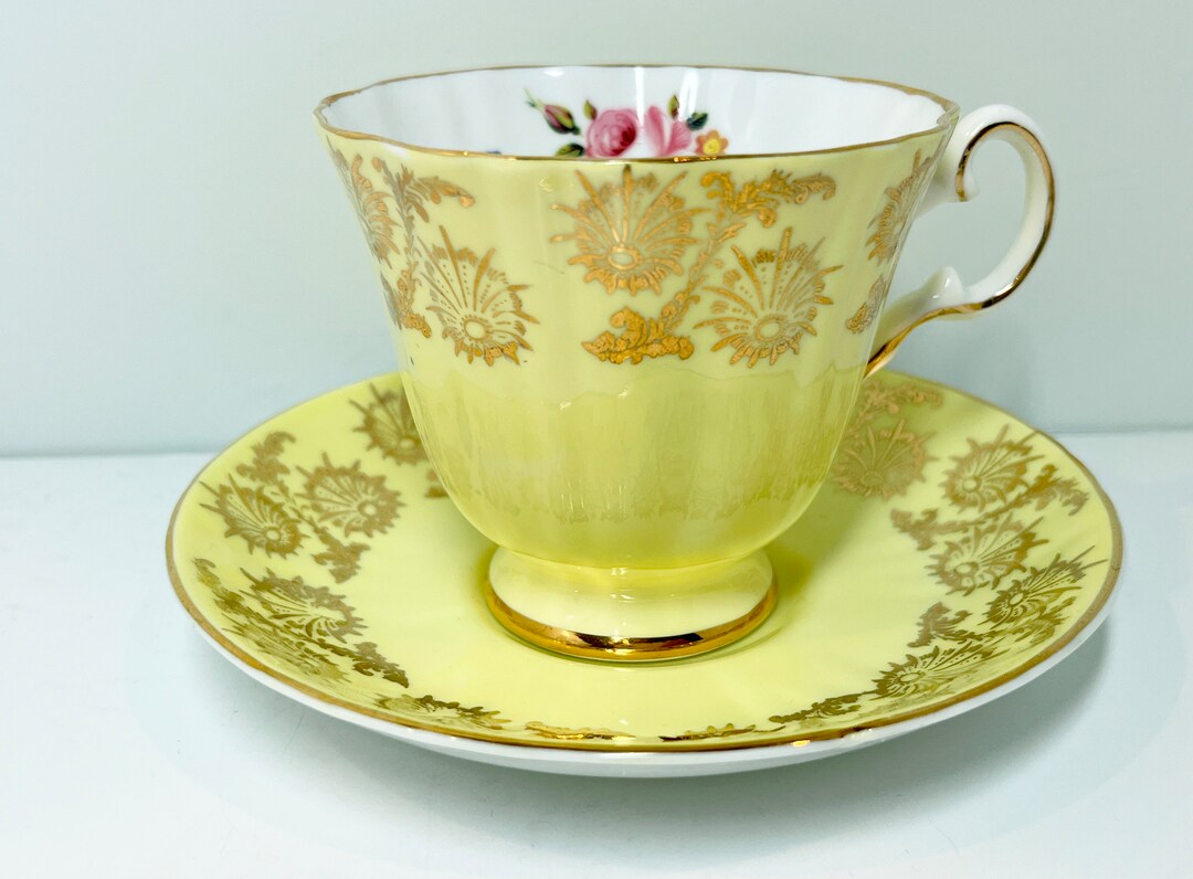 Gold Royal Grafton Tea Cup and Saucer, Antique Tea Cups Vintage