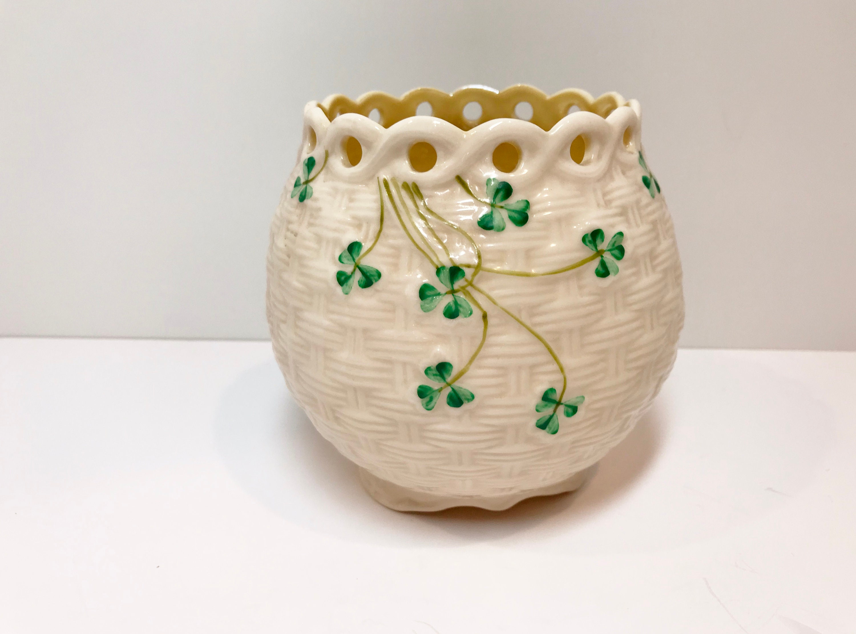 Reserved for SR, Shamrock Belleek Vase, Irish Vase, Belleek China