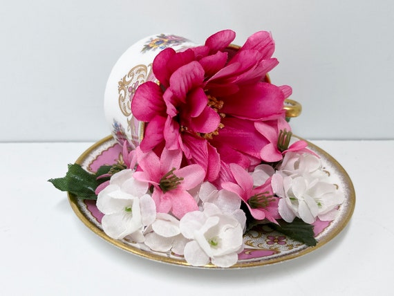 Teacup Centerpiece or Teacup Garden or Pink Centerpiece or Table Centerpiece or Spring Centerpiece or Gift for Her or Mothers Day Gift