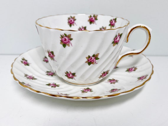 Aynsley Teacup and Saucer, Rose Tea Cup, Vintage Teacup, Rosebud Tea Cup, Afternoon Tea, Teatime