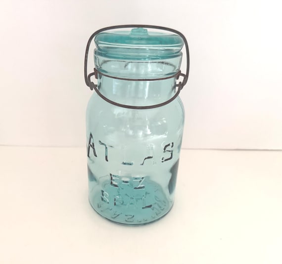 Atlas Jar: Aqua Glass Container, Mason Jar