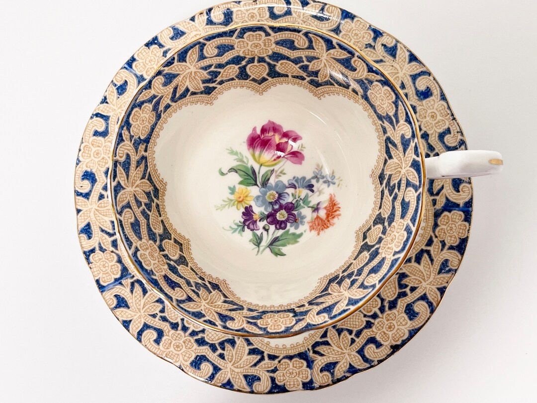 Aynsley Teacup and Saucer Lace Teacups by John Anysley Antique Teacups