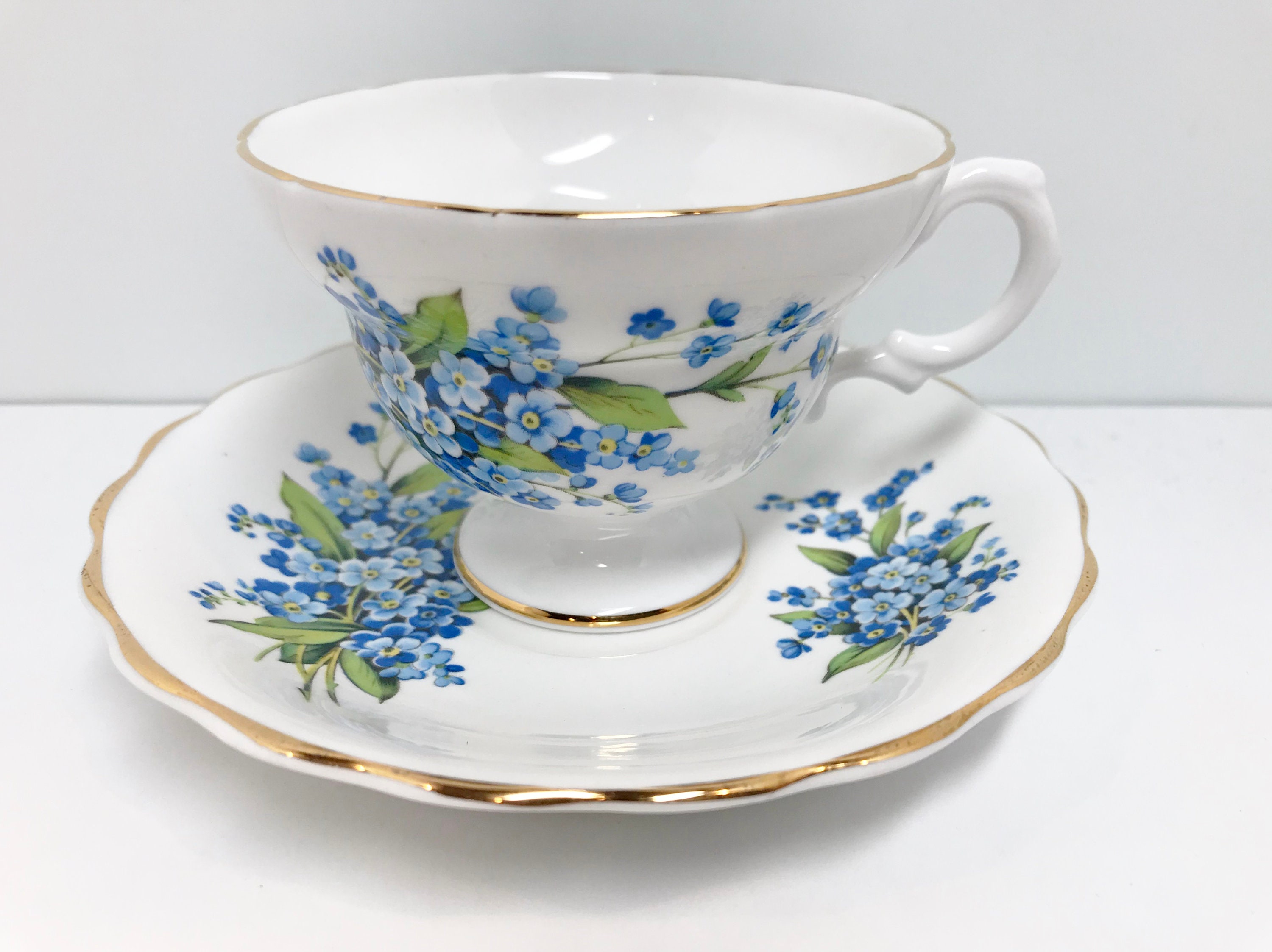 Forget Me Knot Teacup and Saucer by Rosina Bone China ...