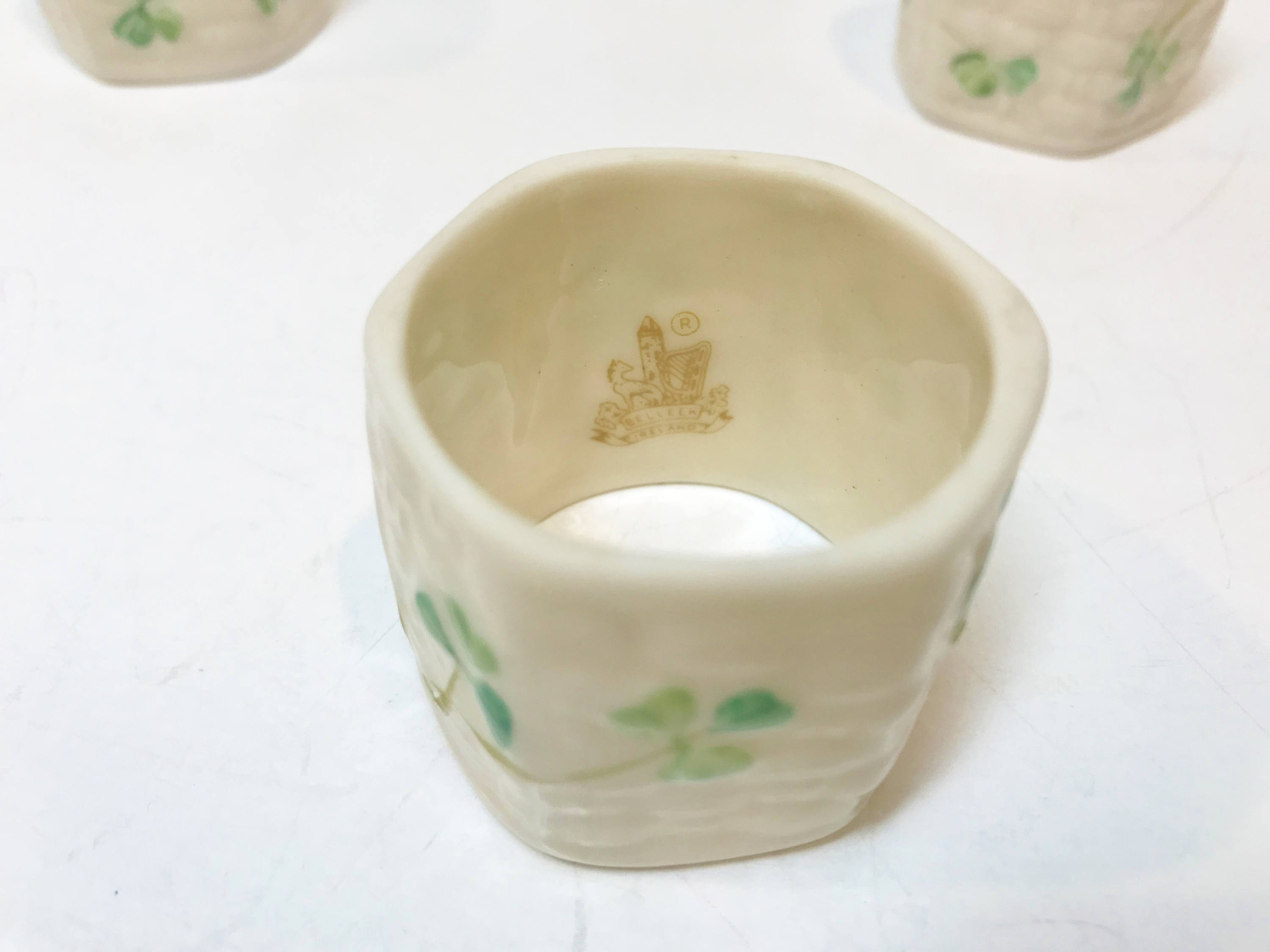 Reserved for SR, Belleek Napkin Rings, Irish Porcelain, Set of Five
