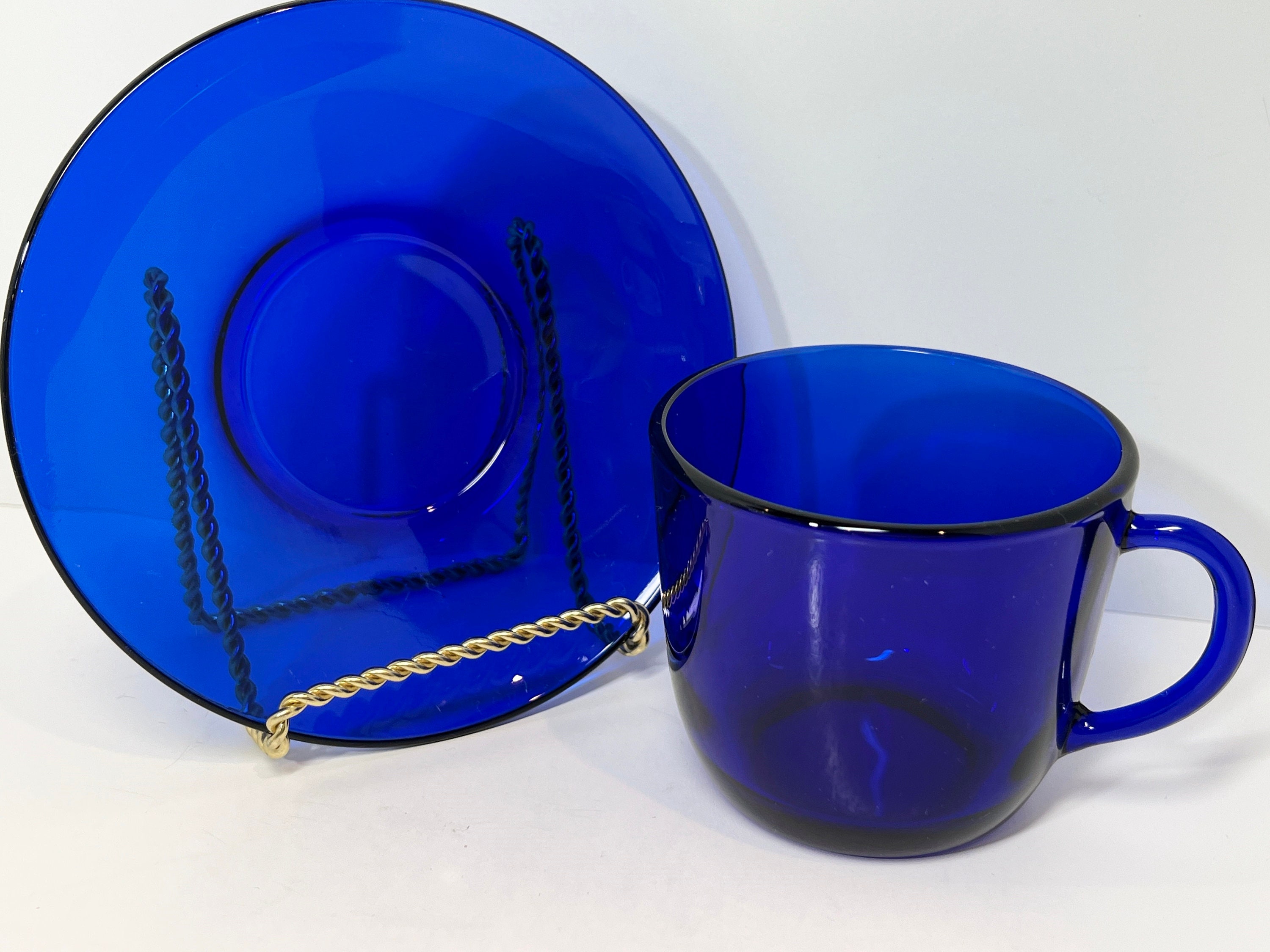 Blue glass tea sale cups