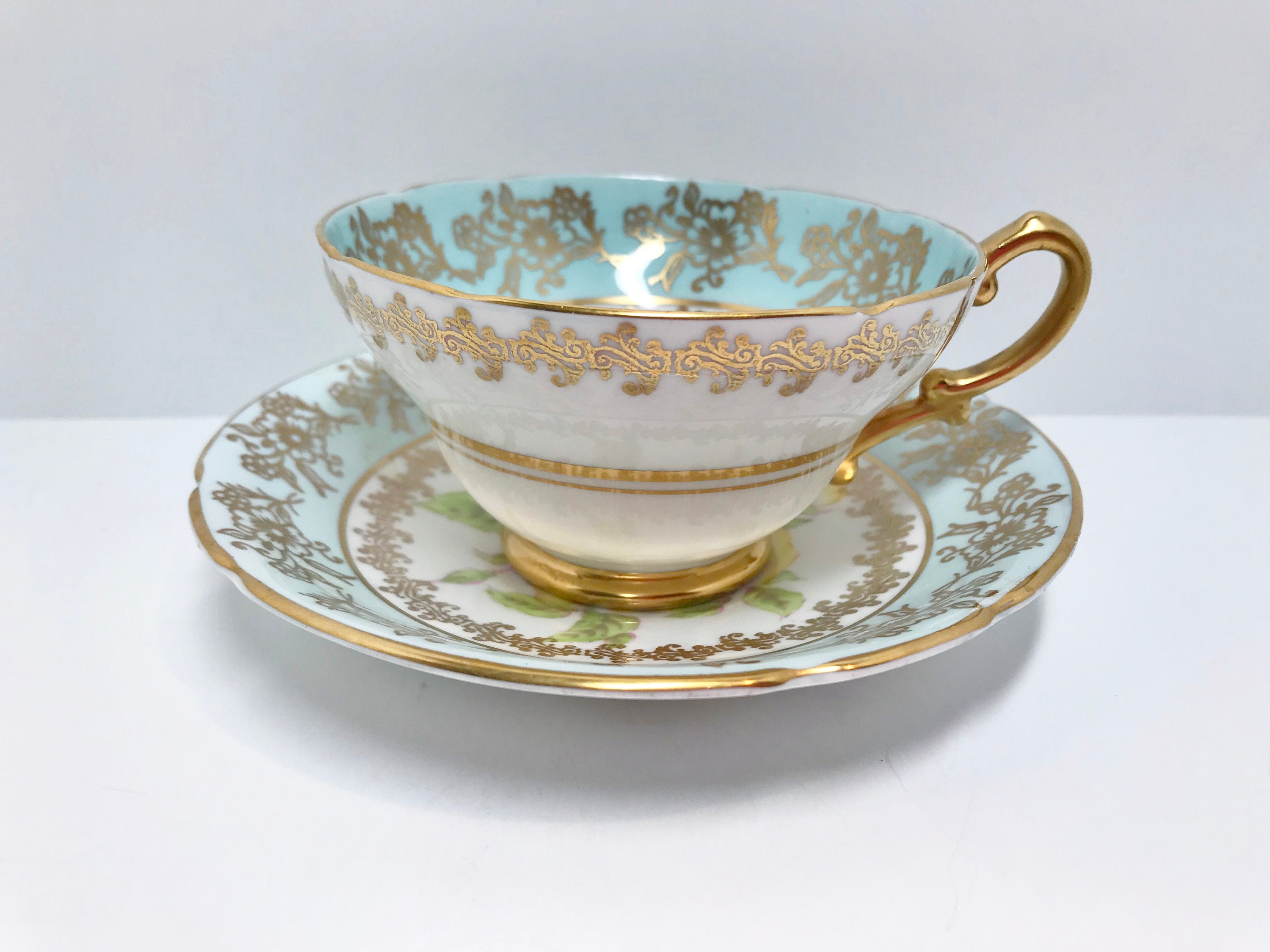 Stanley Tea Cup and Saucer, Floral Tea Cups, Big Rose Teacup, Antique