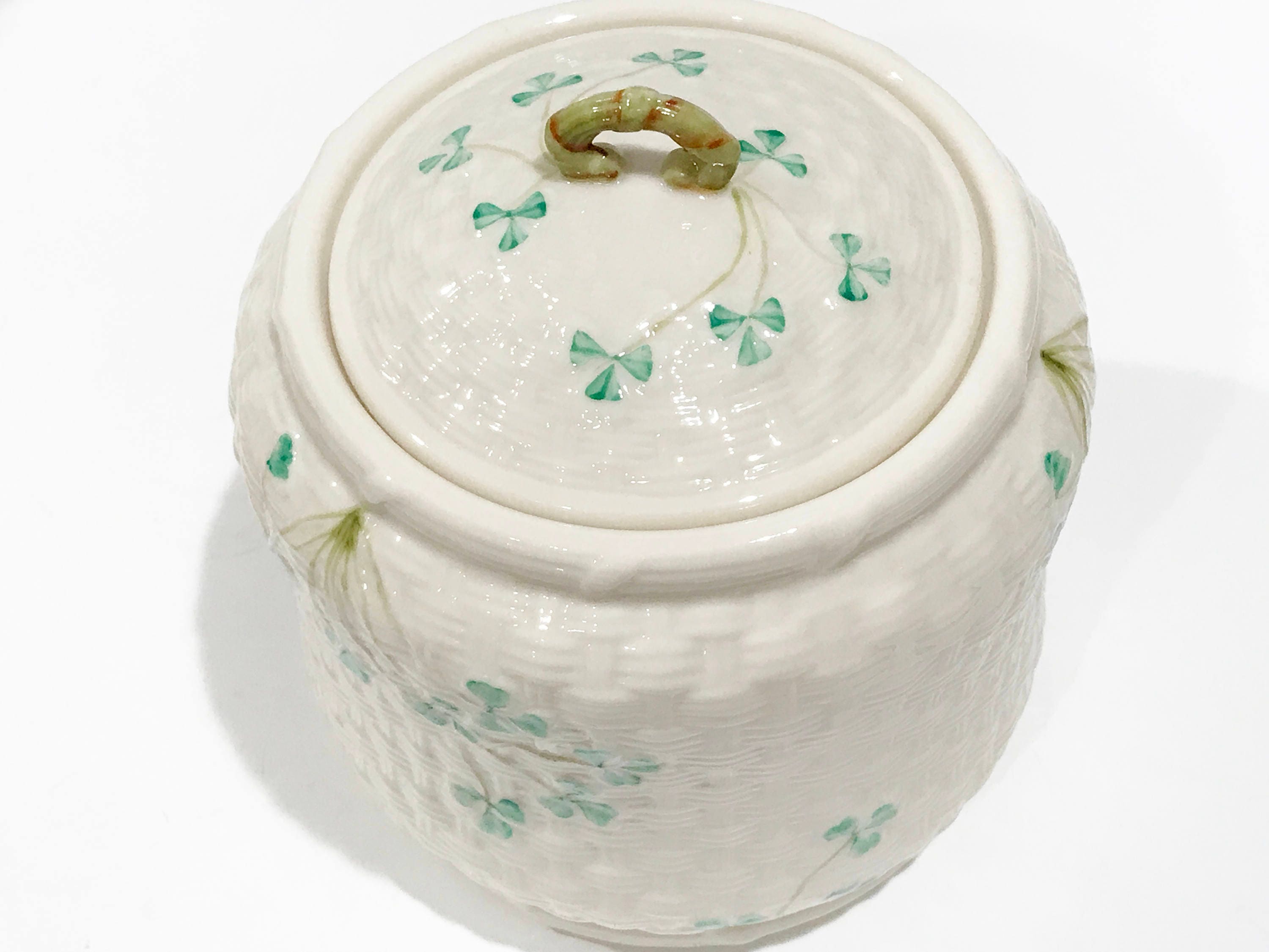 SOLD, Reserved for SR, Belleek Cookie Jar, Belleek Biscuit Jar. Irish