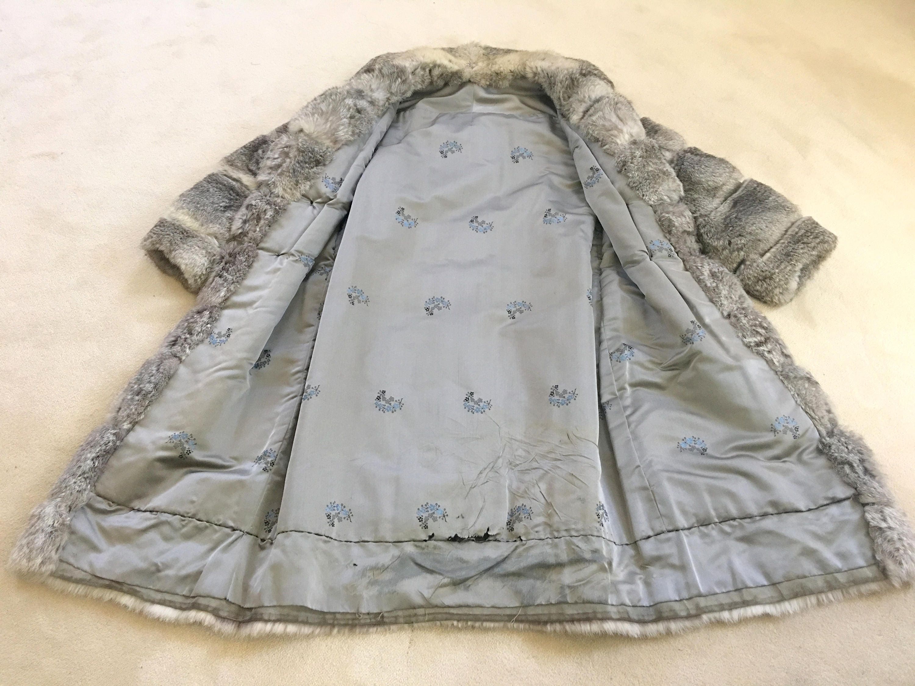 Classic Fur Coat, Vintage Clothing, Gray Lapin Coat 