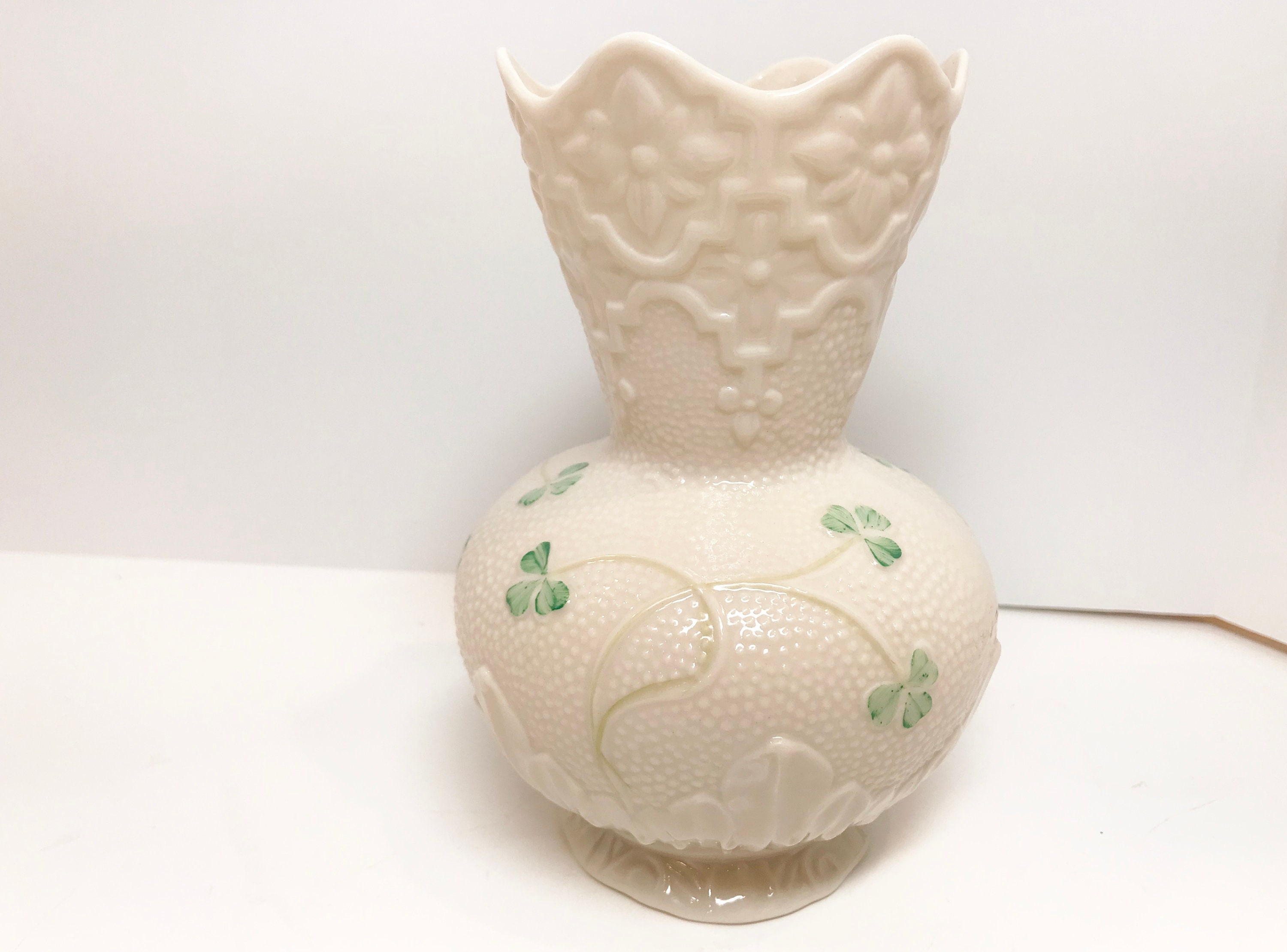 Shamrock Belleek Vase, Wicklow Vase Pattern, Irish Vase, Belleek China