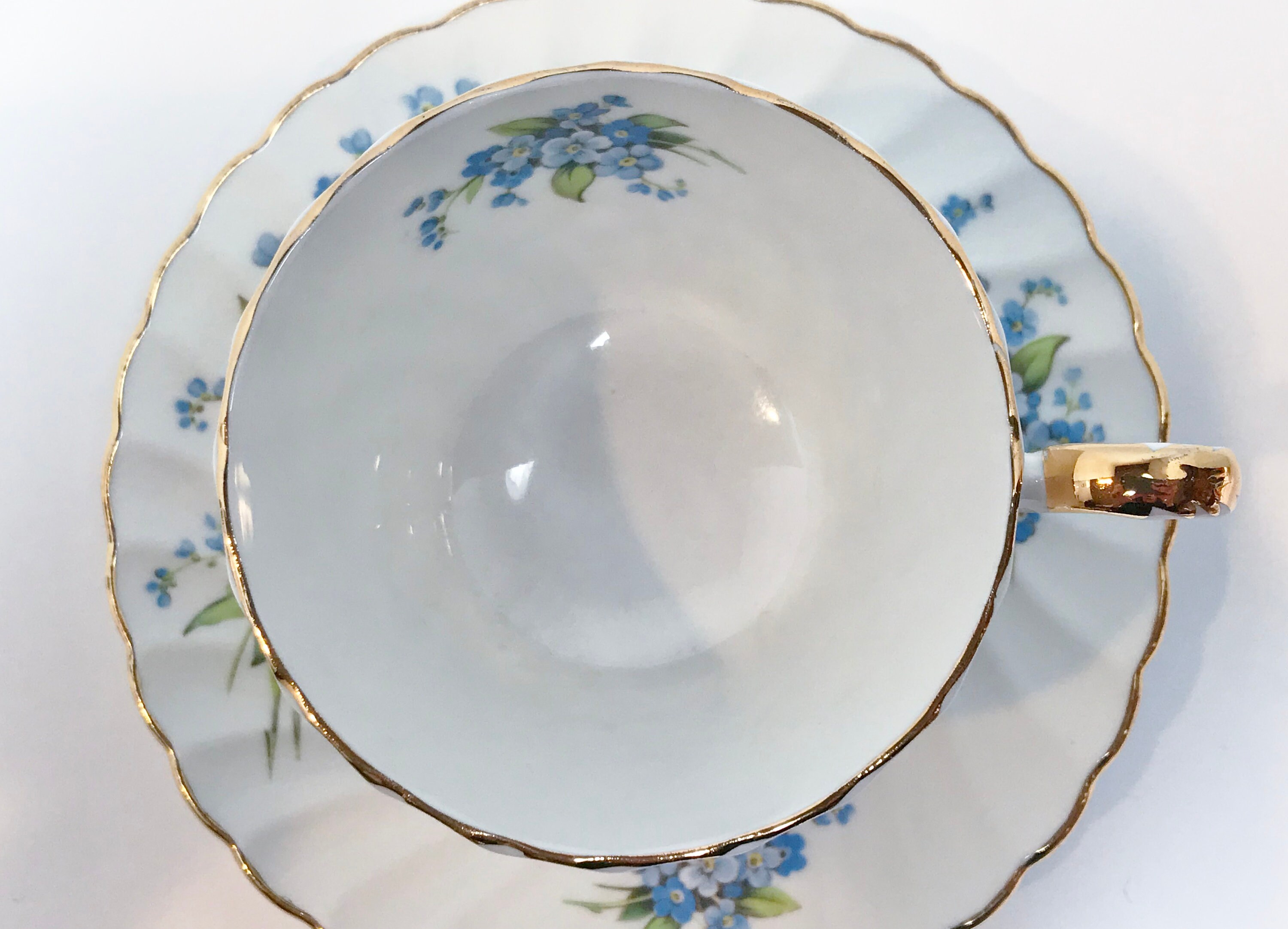 Me Knot Teacup and Saucer by Aynsley Bone China, Floral Tea Cups