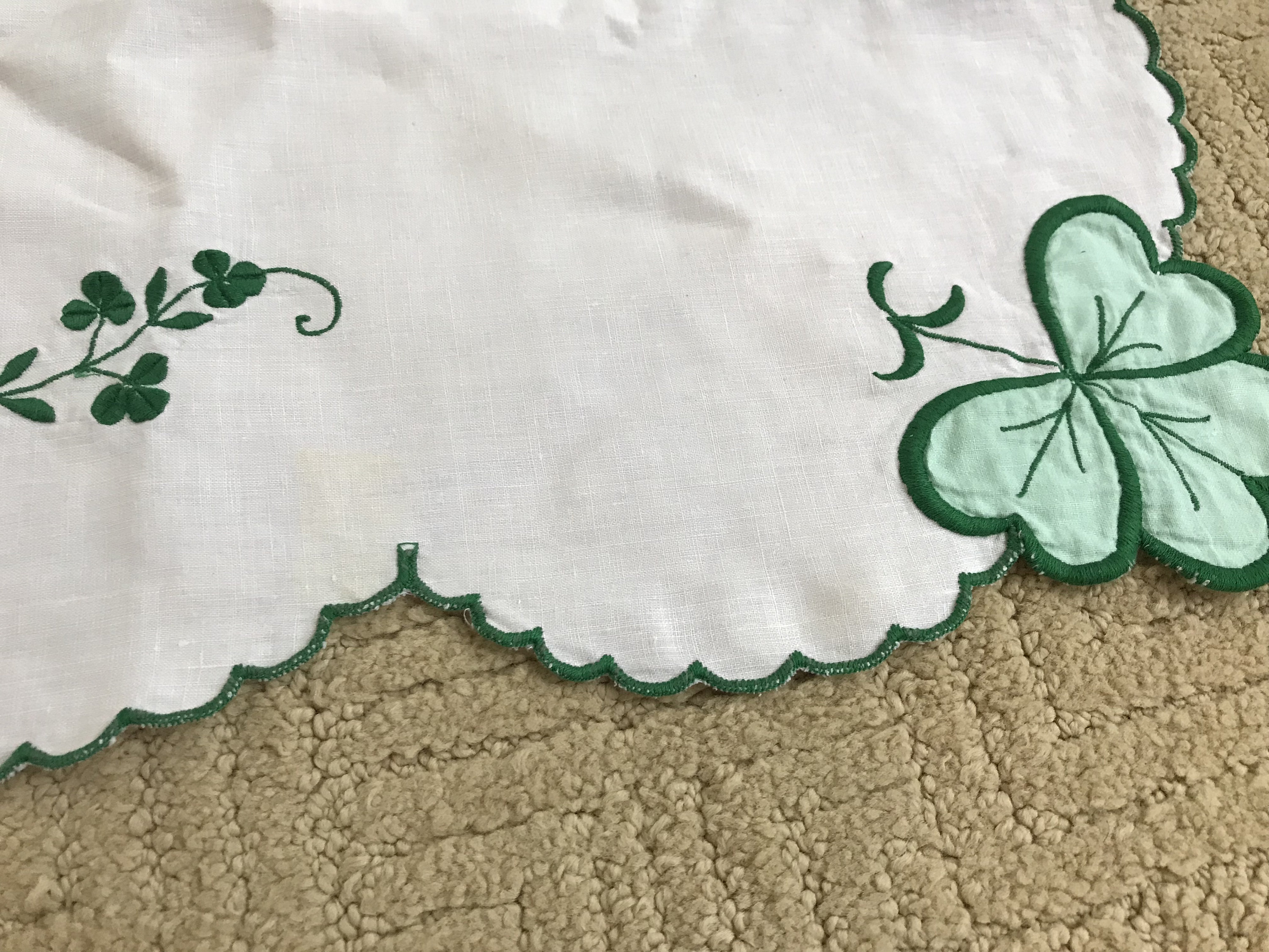 Reserved for SR, Shamrock Tablecloth, Table Topper, Tea Tablecloth