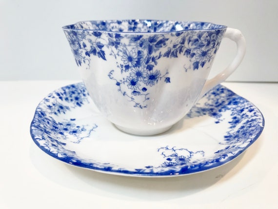 Shelley Teacup and Saucer, Shelley China, Blue Dainty, Shelley Floral, Anniversary Gift, Housewarming Gift, Gift for Her, Birthday Gift