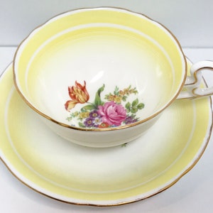 Yellow Royal Grafton Teacup and Saucer Floral Teacup English Tea Cup Vintage Teacup Yellow Teacup Afternoon Tea