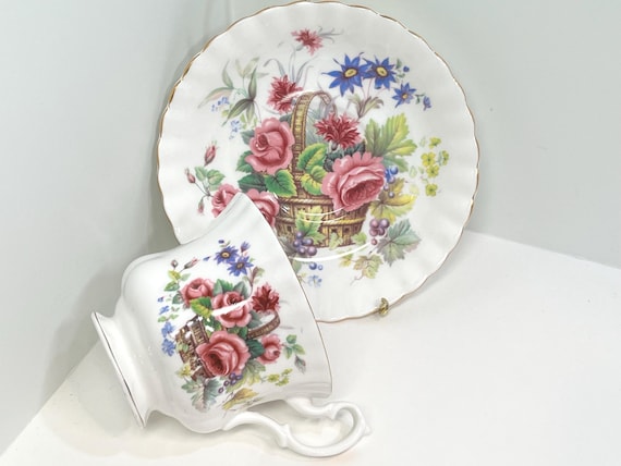 Royal Albert Teacup, Floral Teacup, Gift for Her, Anniversary Gift, Gift for Friend, Birthday Gift, Basket Teacup, Mothers Day