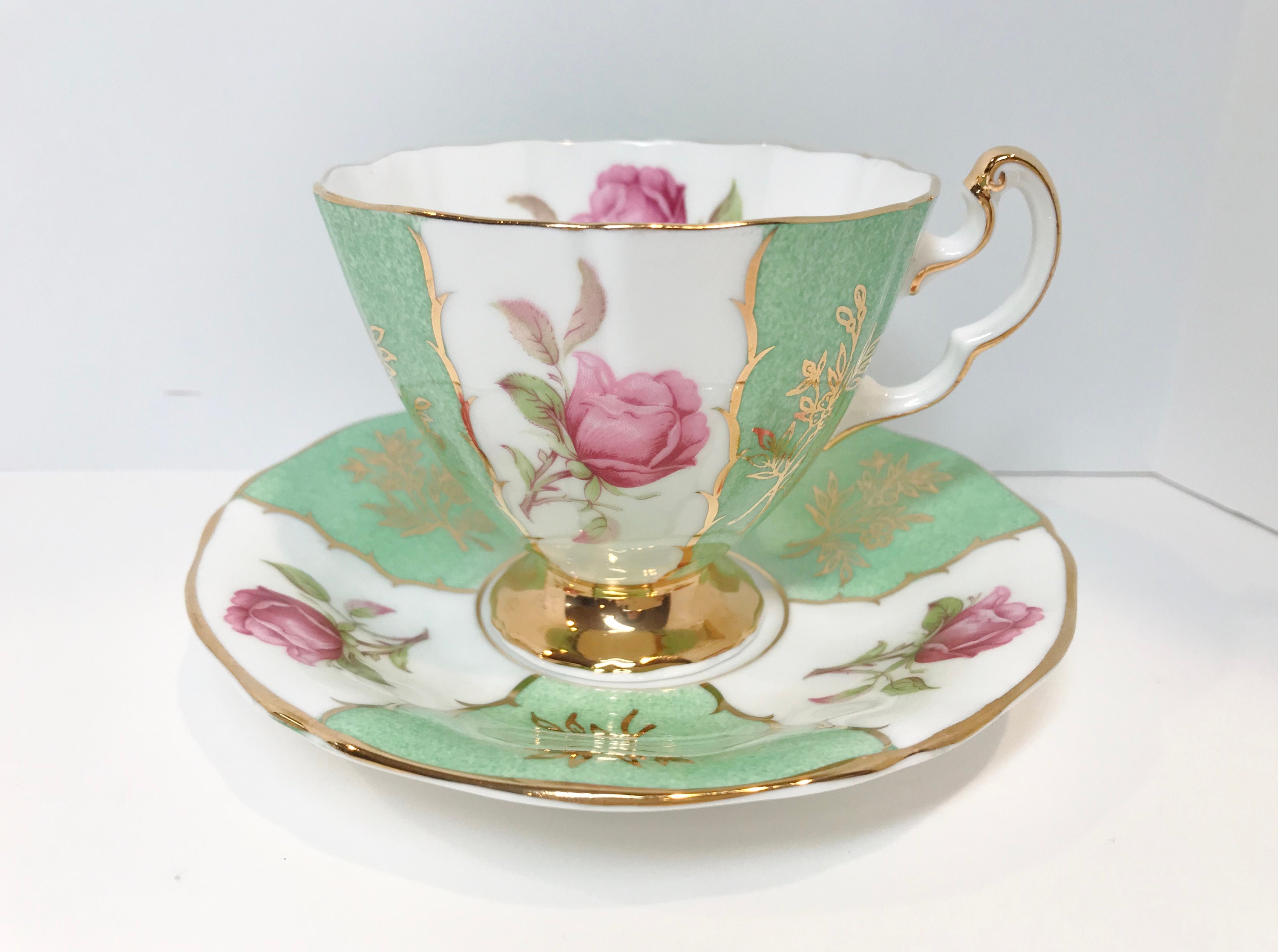 Paneled Salisbury Tea Cup and Saucer, Antique Tea Cups Vintage