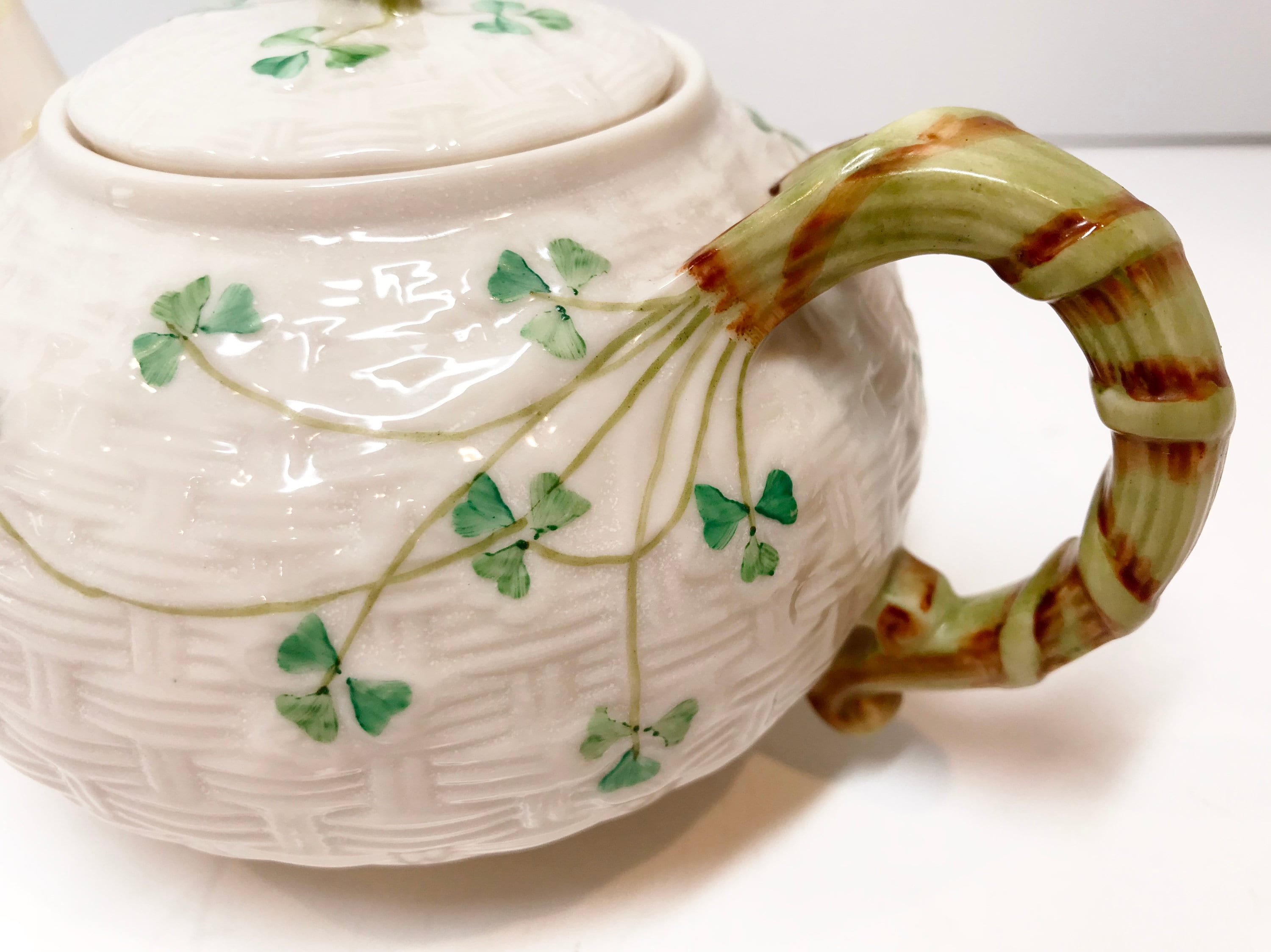 Small Shamrock Belleek Teapot, Irish Teapot, Belleek China, Irish