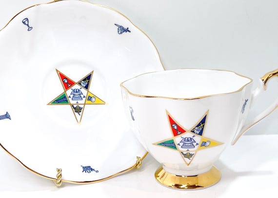 Eastern Star Teacup, Princess Anne Teacup and Saucer, Masonic Teacup, OES Teacup, Gift for Her