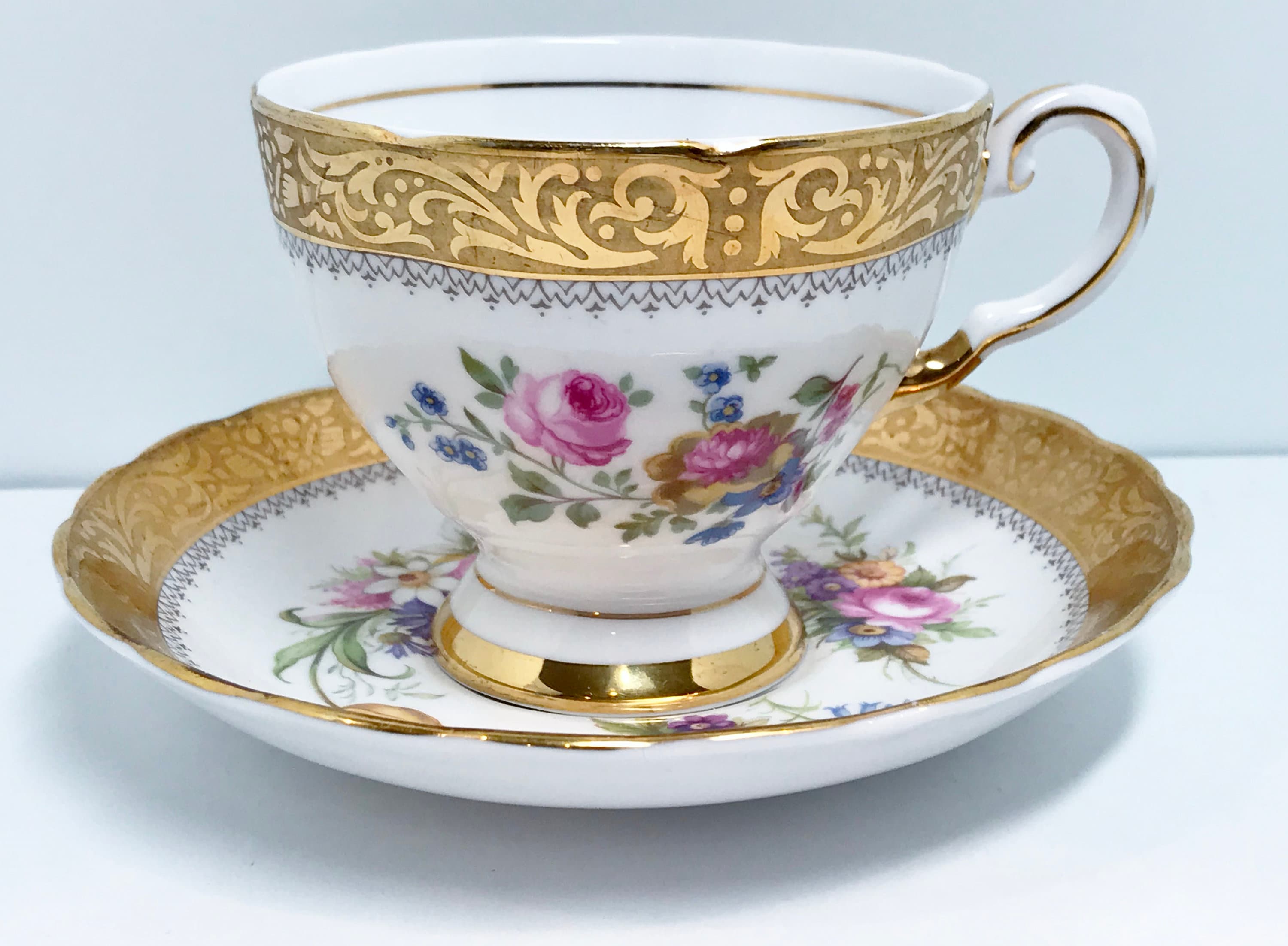 Royal Tuscan Teacup, Gold Floral Tea Cup, Vintage Teacups, Bone China