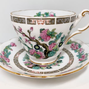 Indian Tree , Tree of Life Teacup and Saucer , Vintage Teacup . Regency Teacup , Housewarming Gift , Friendship Gift for Her