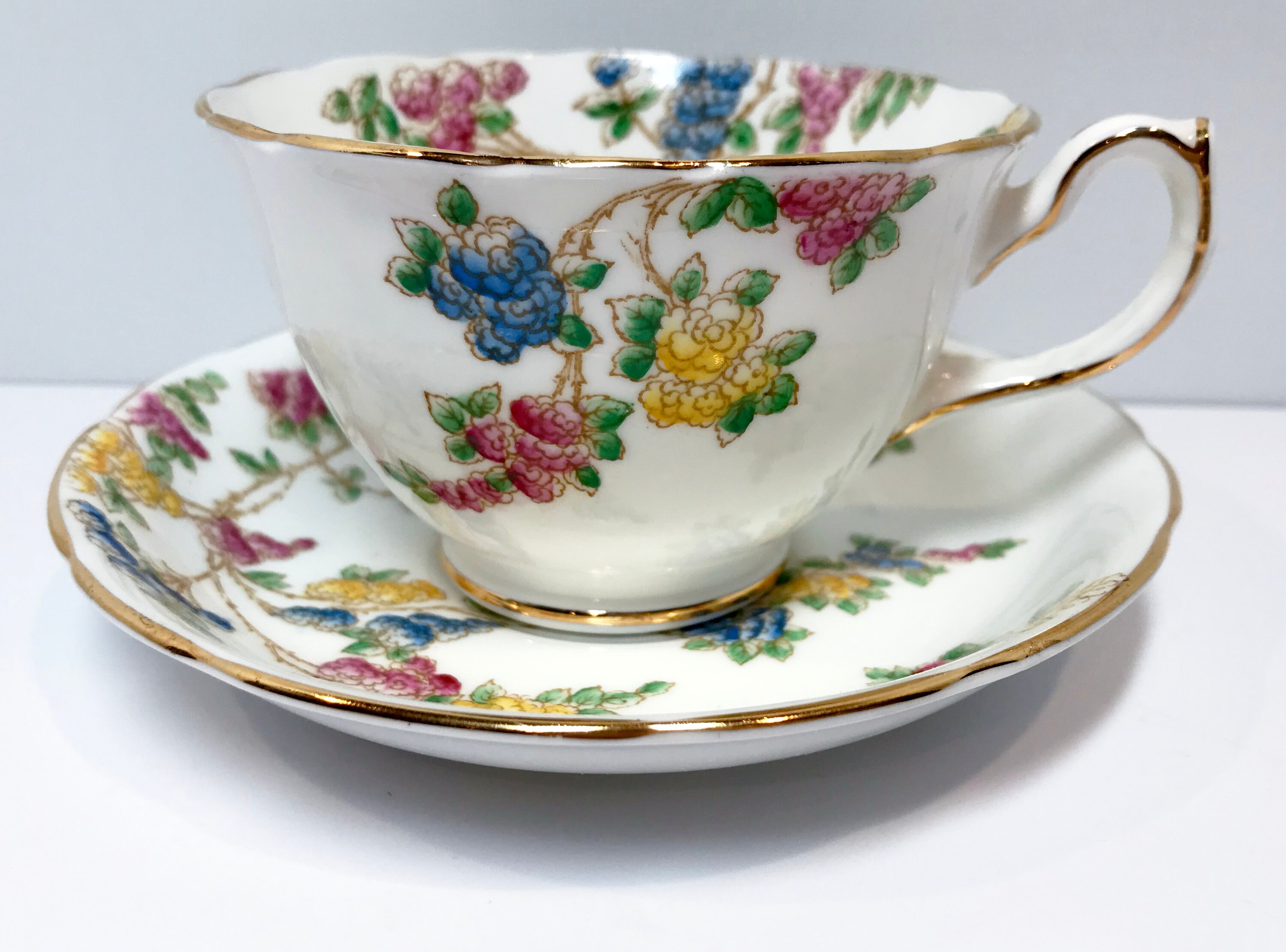 Hammersley Tea Cup and Saucer, English Teacups, Hand Painted Tea Cups