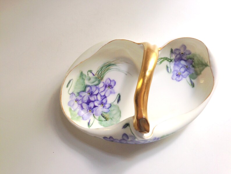 Hand Painted Limoges Signed Limoges France 1890-1910 Limoges Dessert Dish Victorian Limoges Basket Dish D M Cooper Limoges