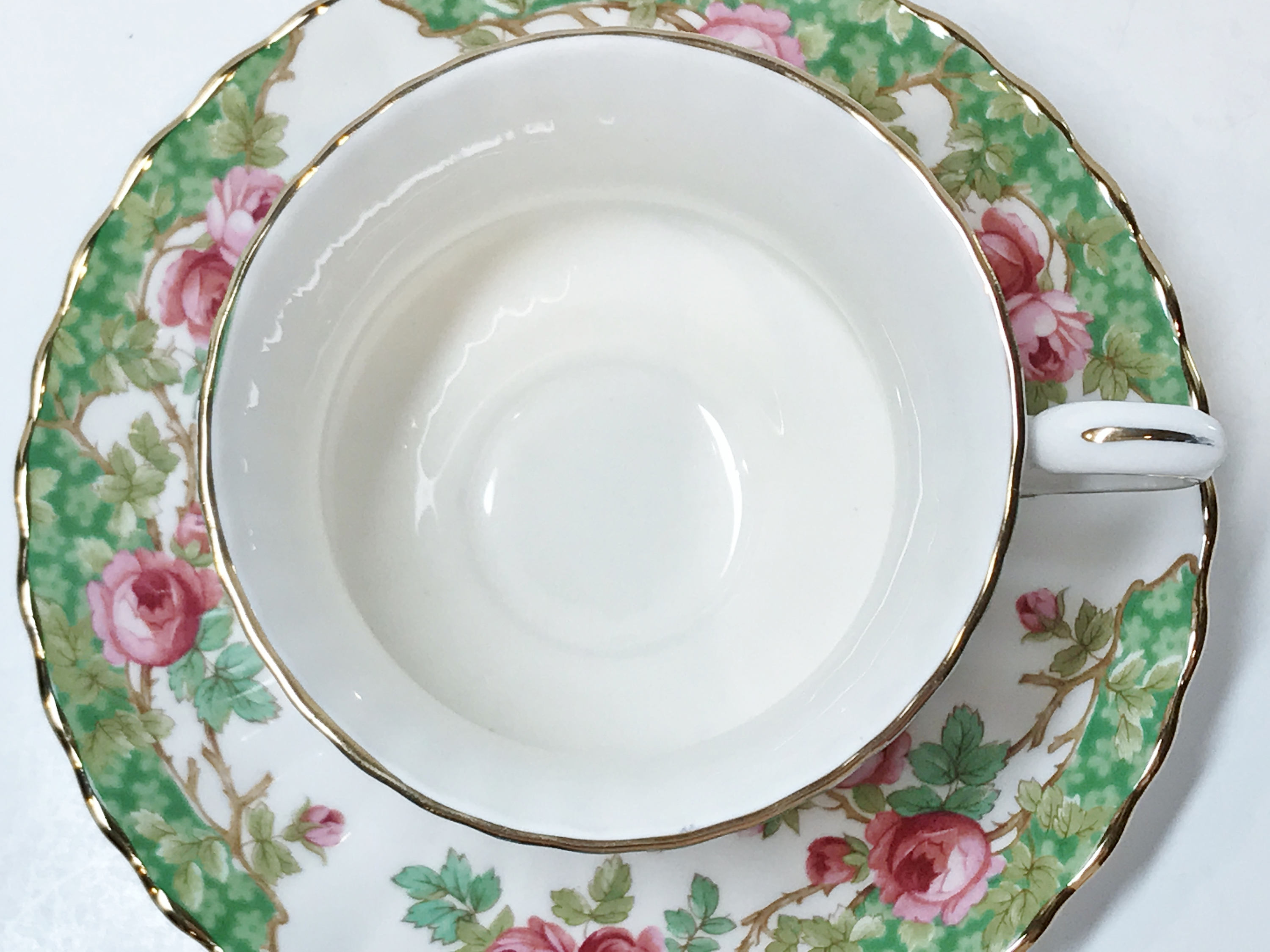Royal Standard Tea Cup and Saucer, Green Pink Tea Cups, Floral Cups