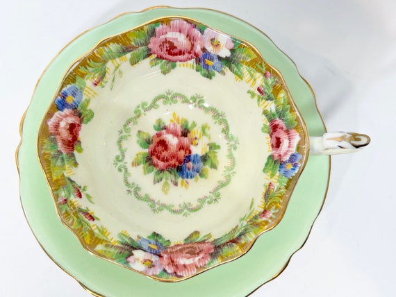 Double Warrant Paragon Teacup , Floral Paragon Tea Cup and Saucer , Vintage Tea Cup , Antique Teacup , Floral Teacup