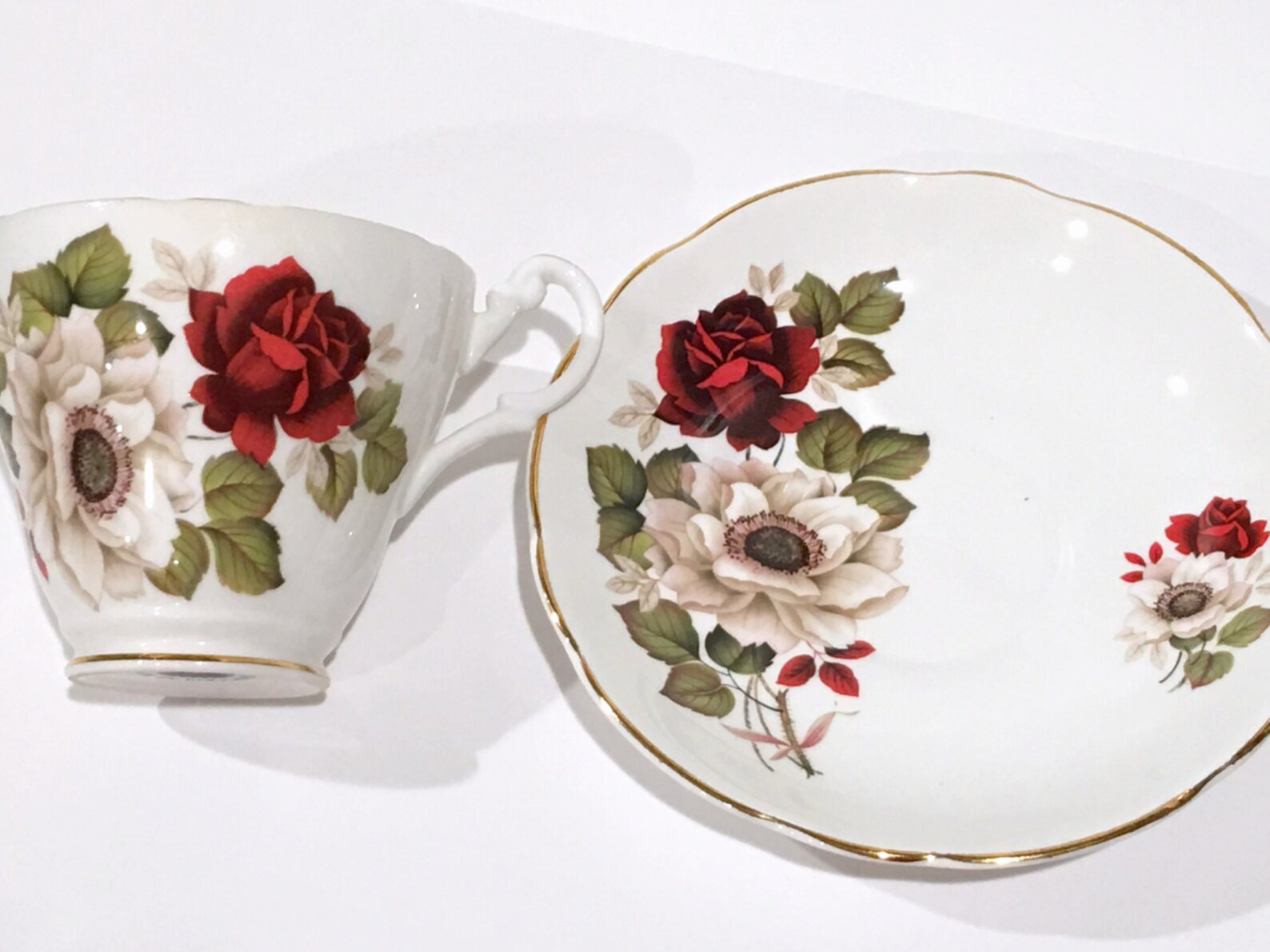 Royal Ascot Tea Cup and Saucer Roses Tea Cup Floral Tea Etsy
