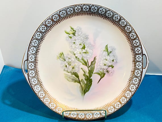 Royal Rudolstadt, Prussia Porcelain, Partially Hand Painted, Floral Plate, Gift for Her, Anniversary Gift, Housewarming Gift, Birthday Gift